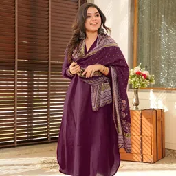 Pantos Ethnic Motifs Printed Straight Kurta With Trousers & Dupatta-picture-17