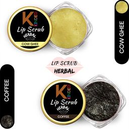 KINDED Set of 2 Herbal Lip Scrub 10 g Each - Cow Ghee 05 & Coffee 07-85