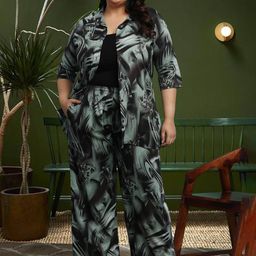 ISHQY Plus Size Floral Printed Pure Cotton Shirt With Palazzo Co-Ords-image-38