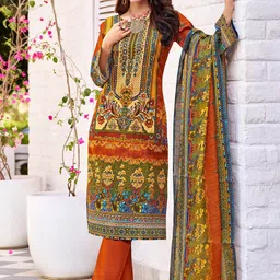 MOJILAA Floral Printed Mirror Work Pakistani Style Kurta with Trousers & Dupatta-32