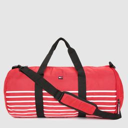 Tommy Hilfiger Unisex Red & White Striped Duffel Bag-19