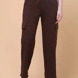 Charitra Women Striped Relaxed Easy Wash Cargos Trousers-image-12