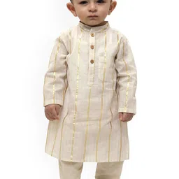 TJORI Boys Striped Pure Cotton Kurta with Pyjamas-41