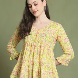 Rajnandini Floral Print Cotton Peplum Crop Top-image-99