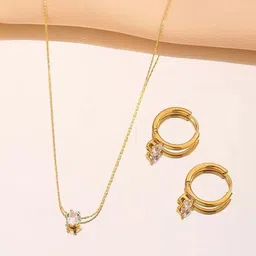 ISHKAARA Minimal Crystal Necklace Set With Stainless Steel & Anti Tarnish And Waterproof-12