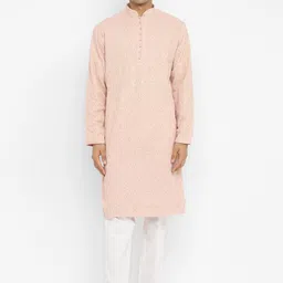 Devyom Men Embroidered Regular Thread Work Kurta with Pyjamas-picture-58