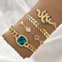 KARISHMA KREATIONS Women Pack Of 4 Tribal Gold-Plated Bangle-Style Bracelet-2