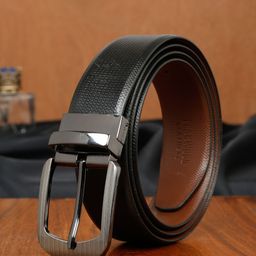 Teakwood Leathers Men Textured Leather Reversible Formal Belt-image-43