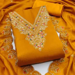 Mitera Embroidered Art Silk Unstitched Dress Material-image-45