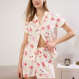 Trendyol Printed Pure Cotton Night Suit-image-35