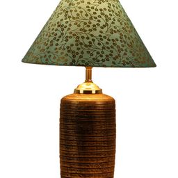 BrightDaisy Green Printed Terracotta Frusturical Shaped Table Lamp image 3
