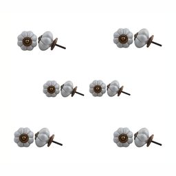 Indianshelf 6-Pcs Grey Textured Ceramic Pumpkin Knobs-12