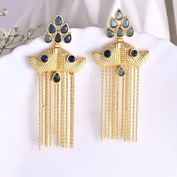 DASTOOR Gold Plated Artificial Stones Studded Contemporary Drop Earrings-60