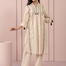 AUTUMN LANE Women Ethnic Motifs Embroidered Thread Work Pure Cotton Kurta with Trouser-picture-22
