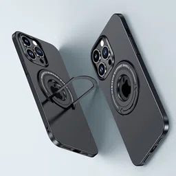 Luxury Kase Solid Printed iPhone 16 Pro Max Metal Stand, Ring Holder Shell Back Case image 4