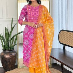 KALINI Women Ethnic Motifs Printed Regular Kurta with Trousers & With Dupatta-image-21