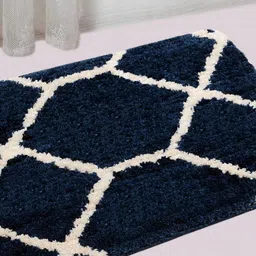 Saral Home Blue & Beige Printed Rectangular Bath Rugs-3
