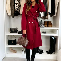 StyleCast x Revolte Double-Breasted Notch Lapel Over Coats-57