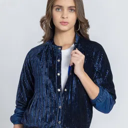 SHAYE Women Solid Mandarin Collar Party Jacket-picture-11