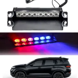 12V Red & Blue Dash 8Led Police Strobe Flash Warning Light For Car/SUV/Jeep-233 Fog Lamp Car, Truck, Van LED for Tata (12 V, 55 W)-image-58
