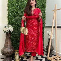 Bhandhani Sets Embroidered Kurta, Palazzo & Dupatta Set-image-45