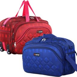 50 L Strolley Duffel Bag - Combo Set of 2, Unisex Travel Bags Light Weight Small Travel Duffel Bag - Blue, Red - Regular Capacity-image-57