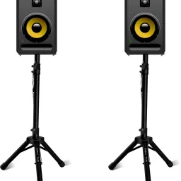 softline pro Softline-Pro SP 80 - Pair Heavy Duty Tripod Studio Monitor Stand Foldable Tripod Leg Non-Slip Rubber Pad Height Adjustable Studio Speaker Stand with Metal Plates image 2