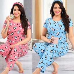Women Night Suit Set Multicolor Printed-image-106