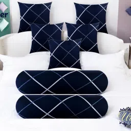 5 Cushion 2 Bolster Microfibre Geometric Bolster Pack of 7-image-37