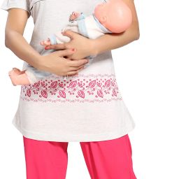 Women Top & Pyjama Set White Printed-image-101