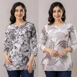 Pack of 2 Women Printed Cotton Blend Straight Kurta-picture-18