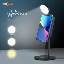 Callmate Universal Desktop Stand with Selfie Lighting With Adjustable Viewing Angles Ring Flash image 3