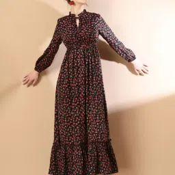 Floral Print Polyester Stitched Flared/A-line Gown-image-32
