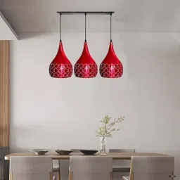 ayoulights Cut 3 Light Linear Hanging Light Ceiling Pendant Lamp, Red Chandelier Lamp Shade image 2