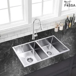 37"x18"x10" Inch Double Bowl Premium Stainless Steel Handmade Kitchen Sink Matte Finish Silver Included Strainer-Basket, Sink Coupling,Waste Pipe Vessel Sink-image-11