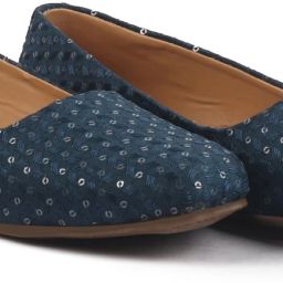 Embroidery Sequin Ethnic Slip On Juttis for Wedding|Anarkali Kurta Punjabi Jutti Mojaris For Women-image-74