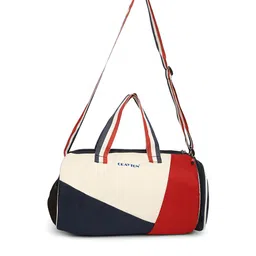 CRAYTON White & Navy Blue Colourblocked Traveler Duffle bag-57