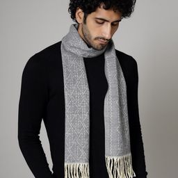 HANDICRAFT PALACE Men Grey Printed Merino Woolen Mufflers-image-42
