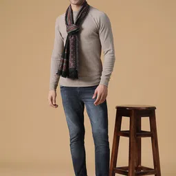 SHINGORA Men Black & Red Woven Design Winter Muffler-image-34
