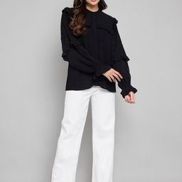 Amagyaa Bell Sleeve Ruffles Schiffli Top-image-47