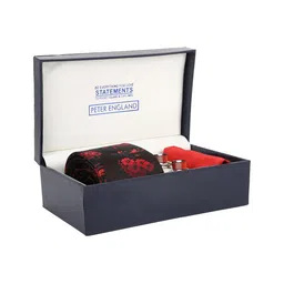 Peter England Men Black & Red Printed Accessory Gift Set-image-93