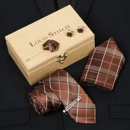 LOUIS STITCH Men Checked Italian Silk Necktie Accessory Gift Set-picture-35