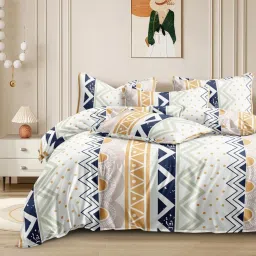 220 TC Cotton Single Geometric Fitted (Elastic) Bedsheet-image-21