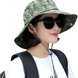 AlexVyan Army Round Sun Visor Hat Cap for Women & Girls UV Protection Wide Brim Summer.-image-15