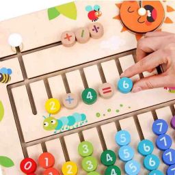 plus shine Wooden Math Calculation Board Numerical Maze Tracing Toy Calculator Board Puzzle Calculator Numerical Matching Board Early Educational Training Teaching Aids Toy BasicCalculator image 4