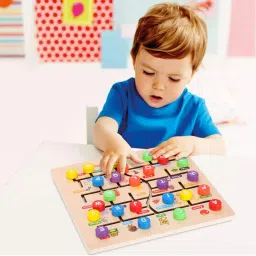 blue seed Maze ABC Alphabet Game Board Toddlers Double-layer Wooden Puzzle Learning Toys image 2