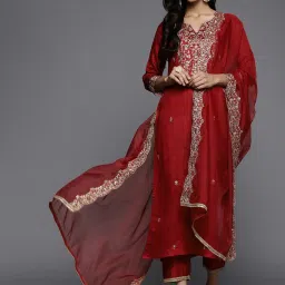 Women Viscose Rayon Kurta Pant Dupatta Set-image-20