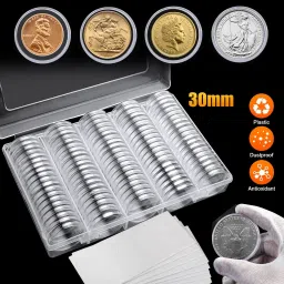 Lot 20PCS 30mm Coin Cases Capsules Holders Clear Plastic for Rupee Paisa Coins Coin Bank-image-53