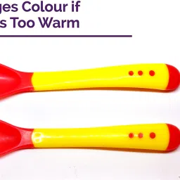 Silicone Tip Heat Sensitive Silicone Spoons | Temperature Sensing Spoons | Spoon & Fork Set (Yellow, Pack of 2)- Silicon-4