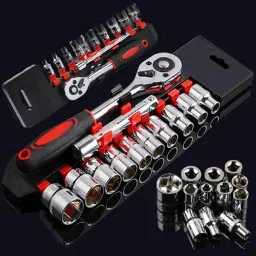 emergity 12 in 1 Heavy Duty 1/2 Chrome Vanadium steel Socket Set with Quick Release Reversible Ratchet, Wrench Set, Tool Kit Socket Set image 5